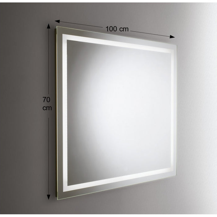 Specchio da Parete Retroilluminato a LED 100X70 cm spessoer 4 mm con Telaio Bianco in Plastica