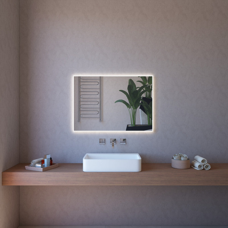 Specchio da Parete Retroilluminato a LED 100X70 cm spessore 4 mm Telagio Grigio in PVC