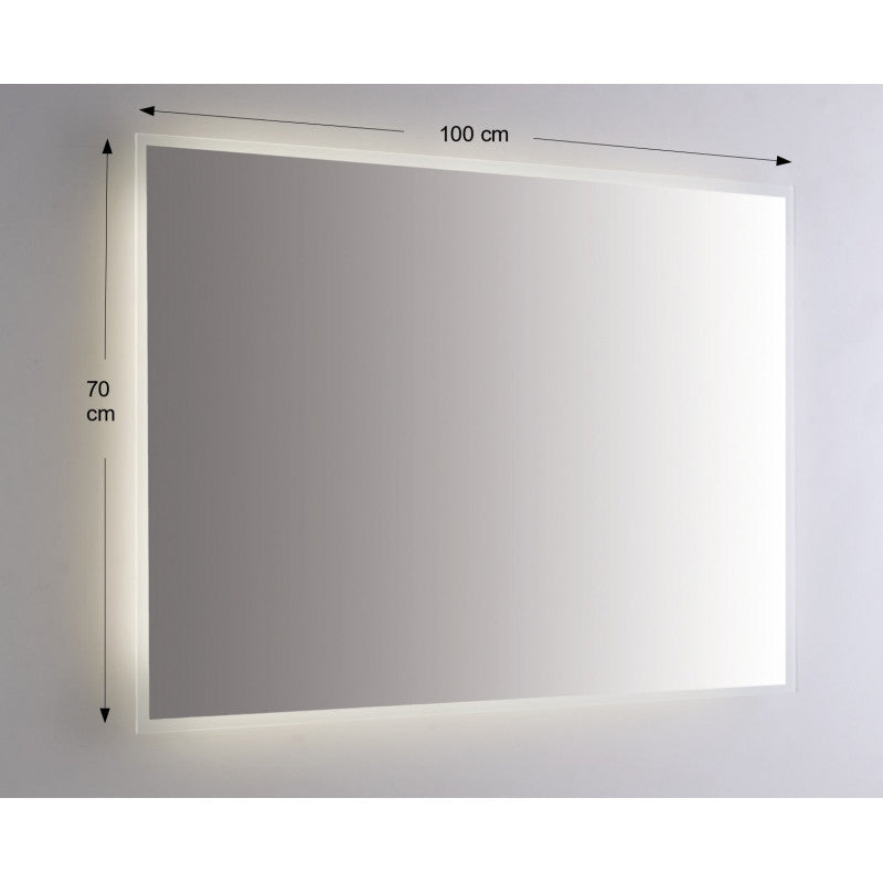 Specchio da Parete Retroilluminato a LED 100X70 cm spessore 4 mm Telagio Grigio in PVC