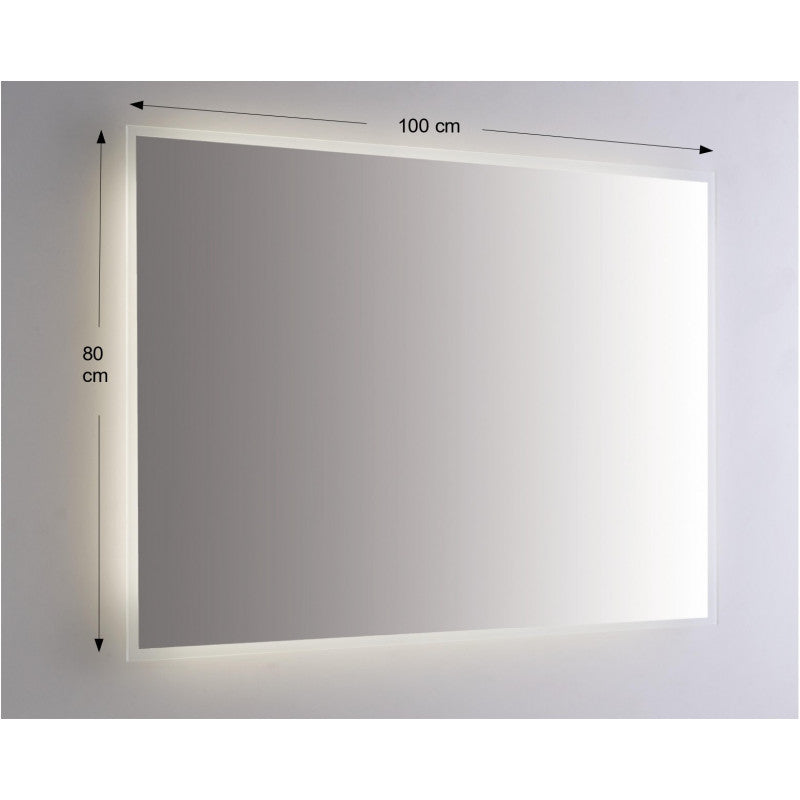 Specchio da Parete Retroilluminato a LED 100X80 cm spessore 4 mm Telagio Grigio in PVC