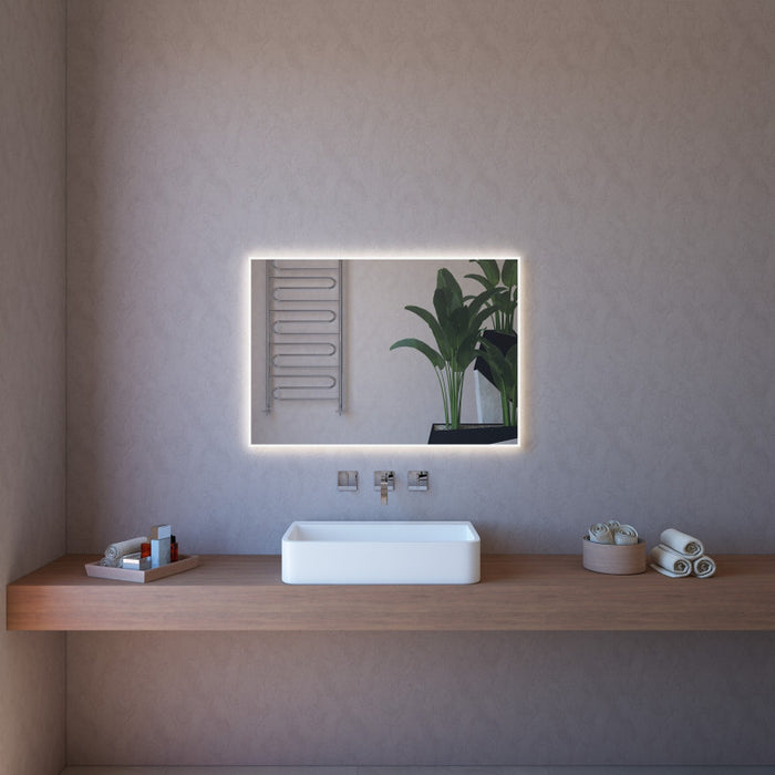 Specchio da Parete Retroilluminato a LED 100X80 cm spessore 4 mm Telagio Grigio in PVC