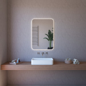 Specchio da Parete Retroilluminato a LED 110X90 spessore 4 mm,cm con Angoli Raggiati