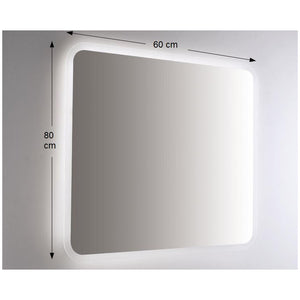 Specchio da Parete Retroilluminato a LED 60x80 spessore 4 mm,cm con Angoli Arrotondati 7mm