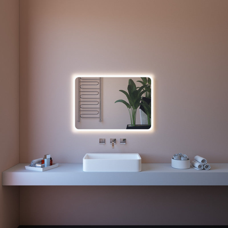 Specchio da Parete Retroilluminato a LED 60x80 spessore 4 mm,cm con Angoli Arrotondati 7mm