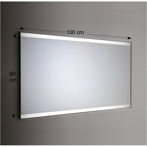 Specchio da Parete Retroilluminato a LED Rettangolare 100X60 cm spessore 4 mm Cornice Alluminio