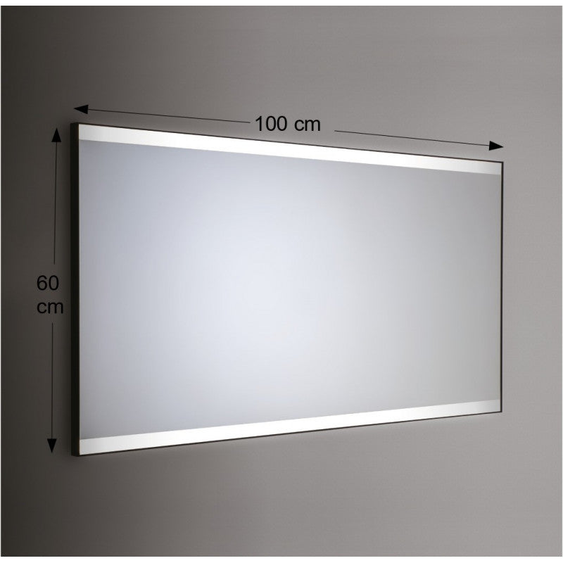 Specchio da Parete Retroilluminato a LED Rettangolare 100X60 cm spessore 4 mm Cornice Bianco