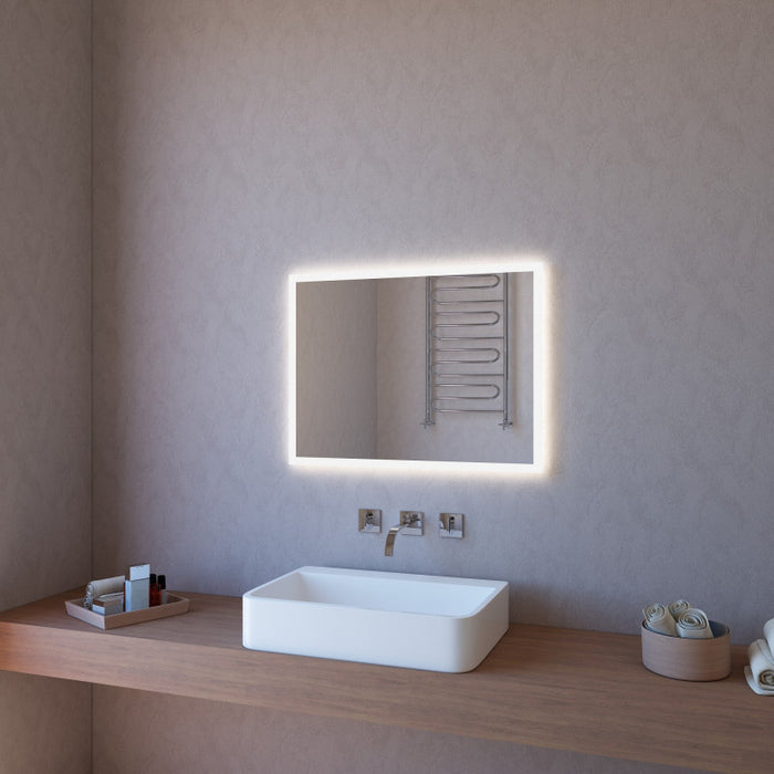 Specchio da Parete Retroilluminato a LED Rettangolare 100x70 cm spessore 4 mm Colore Alluminio