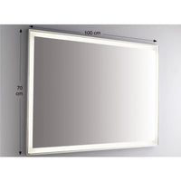 Specchio da Parete Retroilluminato a LED Rettangolare 100x70 cm spessore 4 mm Colore Cromo Lucido