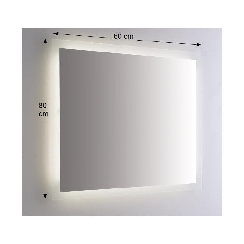 Specchio da Parete Retroilluminato a LED Rettangolare 60x80 cm Spessore 4 mm