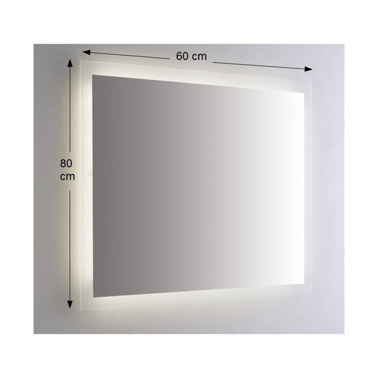 Specchio da Parete Retroilluminato a LED Rettangolare 60x80 cm Spessore 4 mm