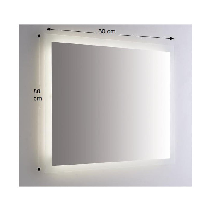 Specchio da Parete Retroilluminato a LED Rettangolare 60x80 cm Spessore 4 mm