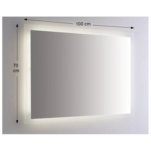 Specchio da Parete Rettangolare 100x70 cm spessore 4 mm con Illuminazione Perimetrale