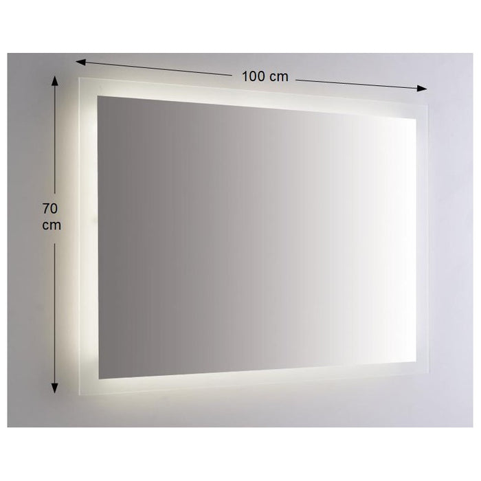 Specchio da Parete Rettangolare 100x70 cm spessore 4 mm con Illuminazione Perimetrale