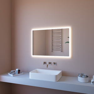 Specchio da Parete Rettangolare 100x70 cm spessore 4 mm con Illuminazione Perimetrale