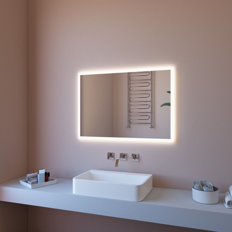 Specchio da Parete Rettangolare 100x70 cm spessore 4 mm con Illuminazione Perimetrale