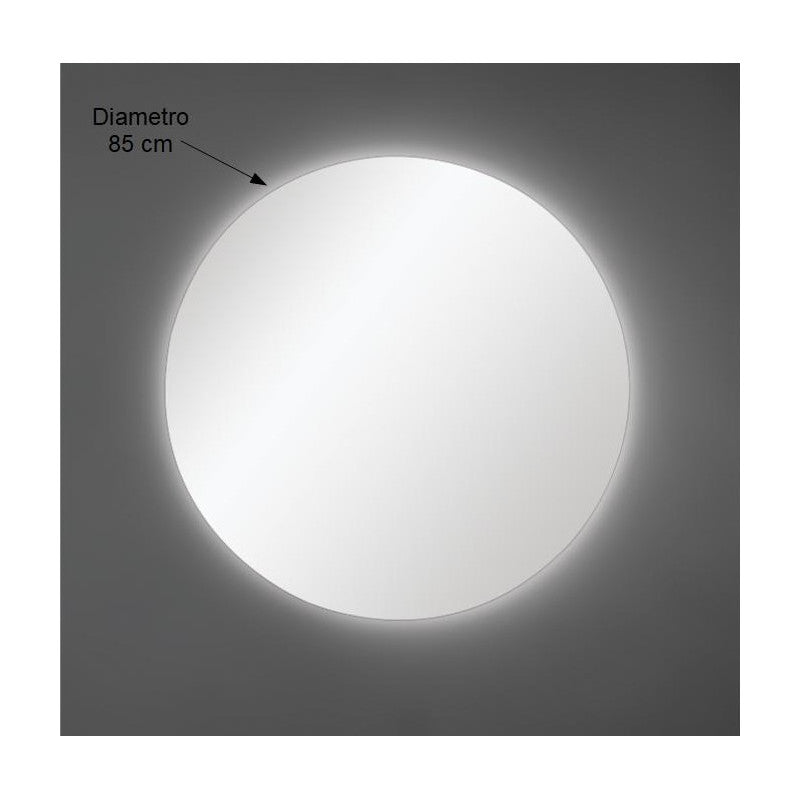 Specchio da Parete Rotondo Diametro 85 cm spessore 4mm con Illuminazione LED