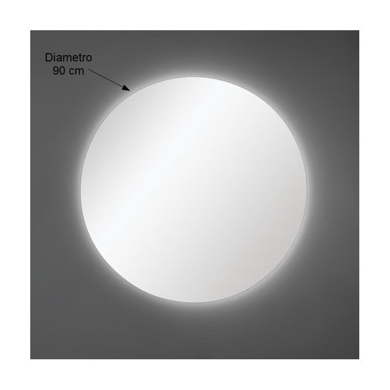 Specchio da Parete Rotondo Diametro 90 cm spessore 4mm con Illuminazione LED