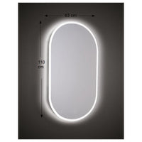 Specchio da Parete Sagomato 63x110 cm spessore 4 mm con Sabbiatura a LED e Telaio in ABS Nero