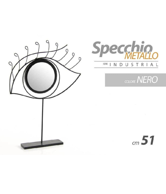 Specchio Da Tavolo 51cm Occhio Nero Bagno Beauty Trucco Metallo Decorativo 782275         