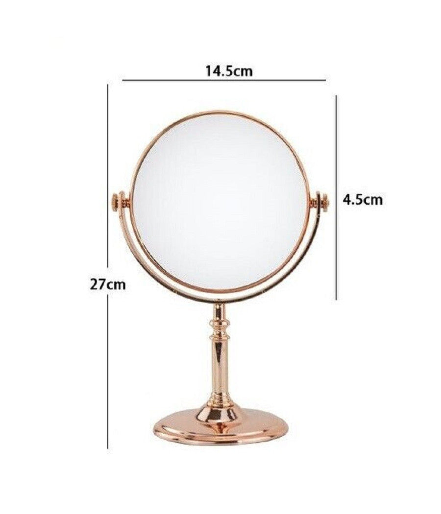 Specchio Da Tavolo Make Up Trucco Accessorio Bagno Oro Rosa Donna 6" 27cm 69414         