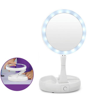 Specchio Da Tavolo Zoom 3x Con Supporto + Rotazione 360 Gradi Donne Bellezza         