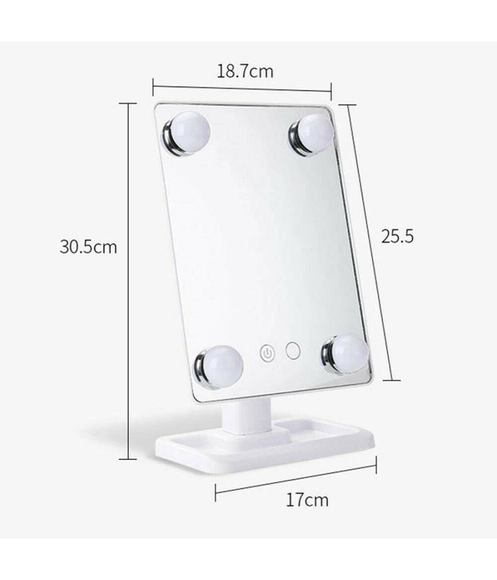 Specchio Da Trucco Illuminato 4 Luci A Led Portatile Trucco Bellezza Da Tavolo         