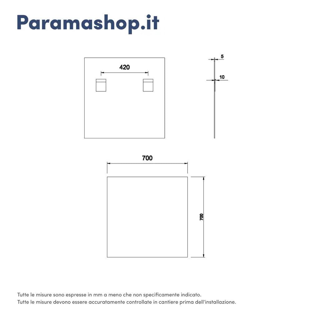 Specchio filolucido 70x70 cm reversibile con applique led | Easy