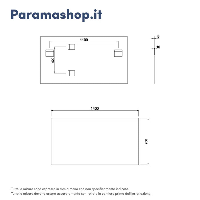 Specchio filolucido 75x140 cm reversibile con applique led | Easy