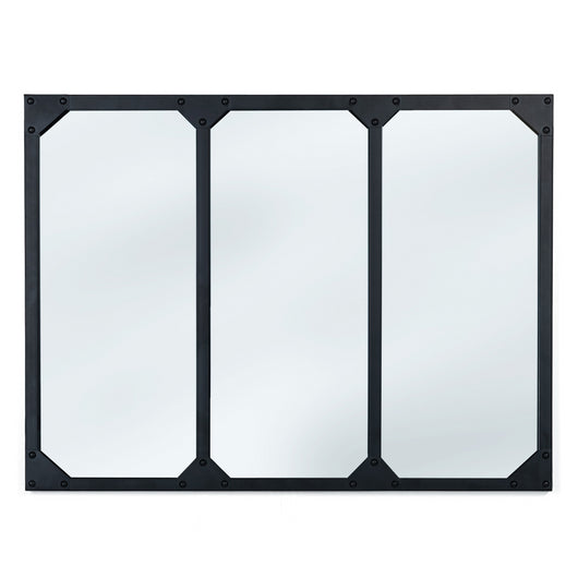 IDMarket - Specchio in vetro a 3 strisce di design industriale 80x60 cm