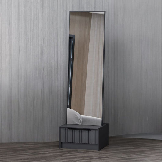 Specchio Kale con base cassetto antracite 54x45x178H