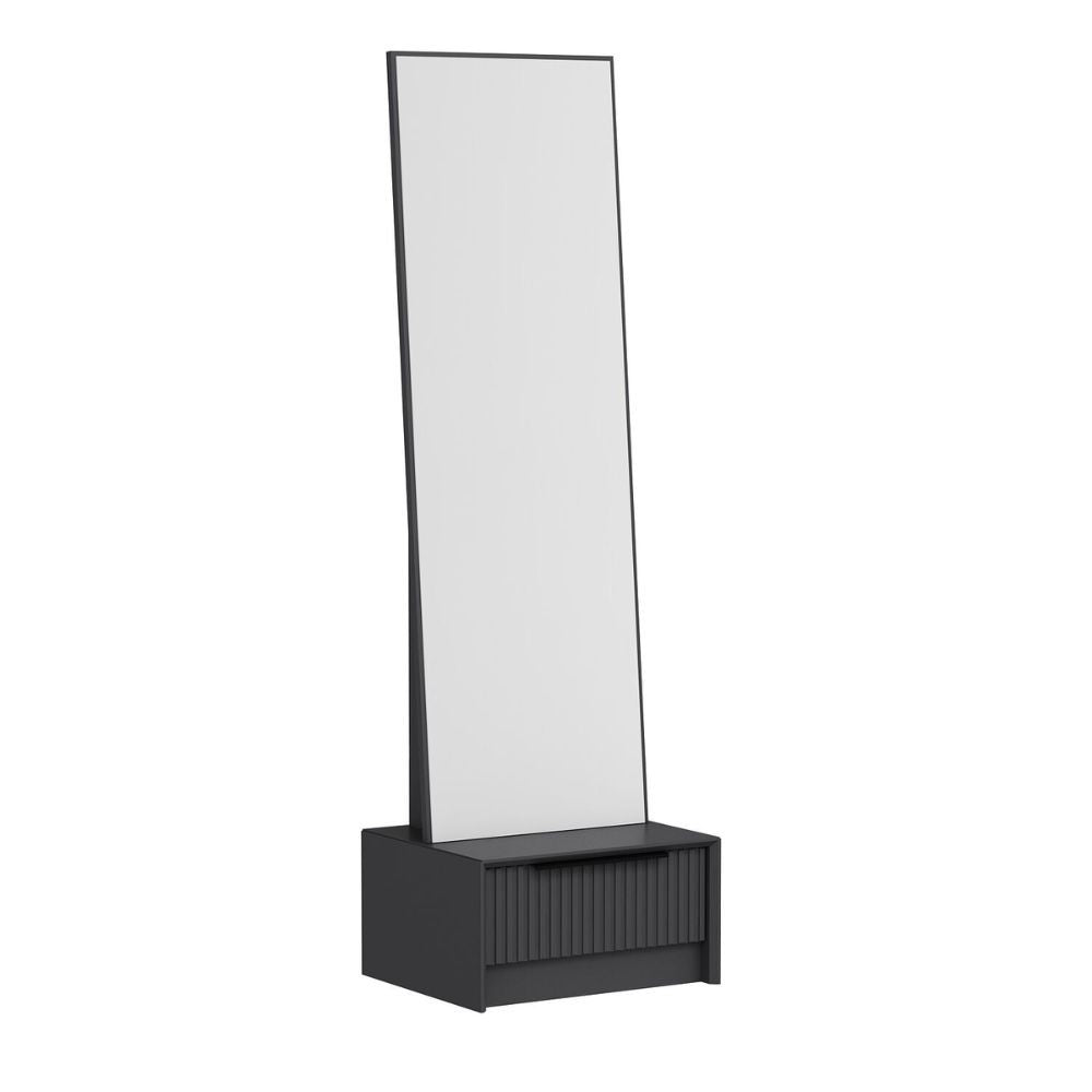 Specchio Kale con base cassetto antracite 54x45x178H