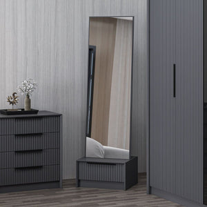 Specchio Kale con base cassetto antracite 54x45x178H