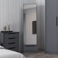 Specchio Kale con base cassetto antracite 54x45x178H