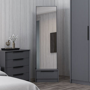 Specchio Kale con base cassetto antracite 54x45x178H