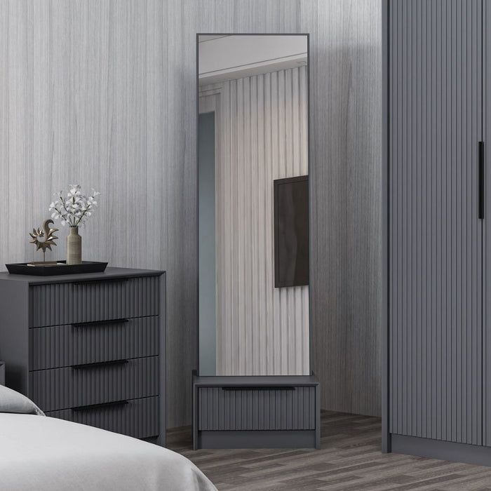 Specchio Kale con base cassetto antracite 54x45x178H