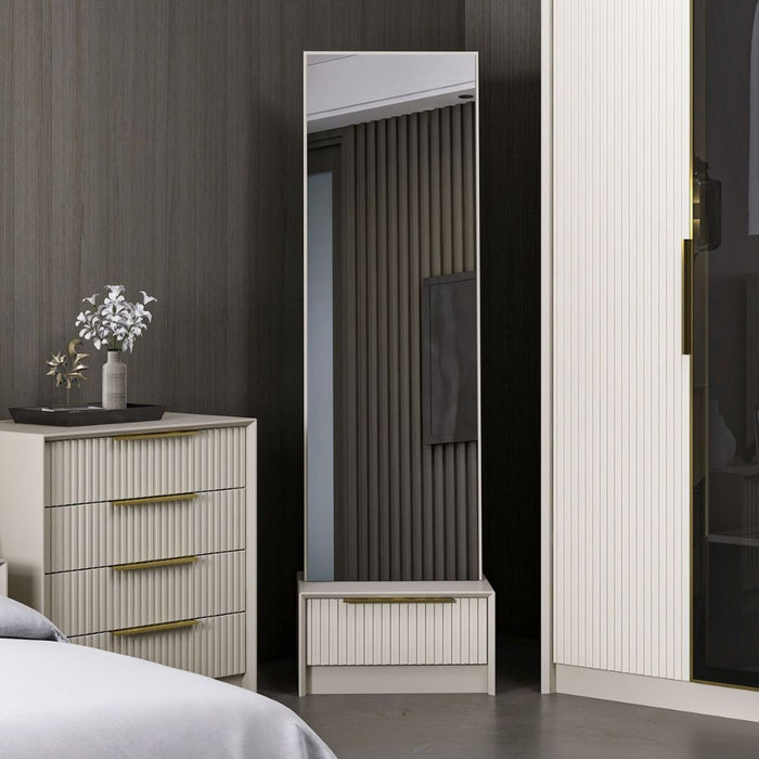 Specchio Kale con base cassetto cashmere 54x45x178H