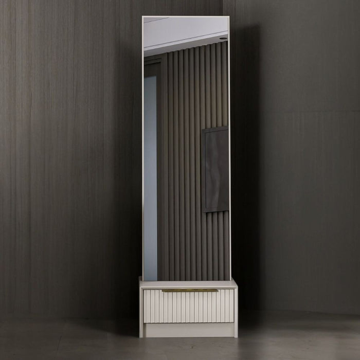 Specchio Kale con base cassetto cashmere 54x45x178H