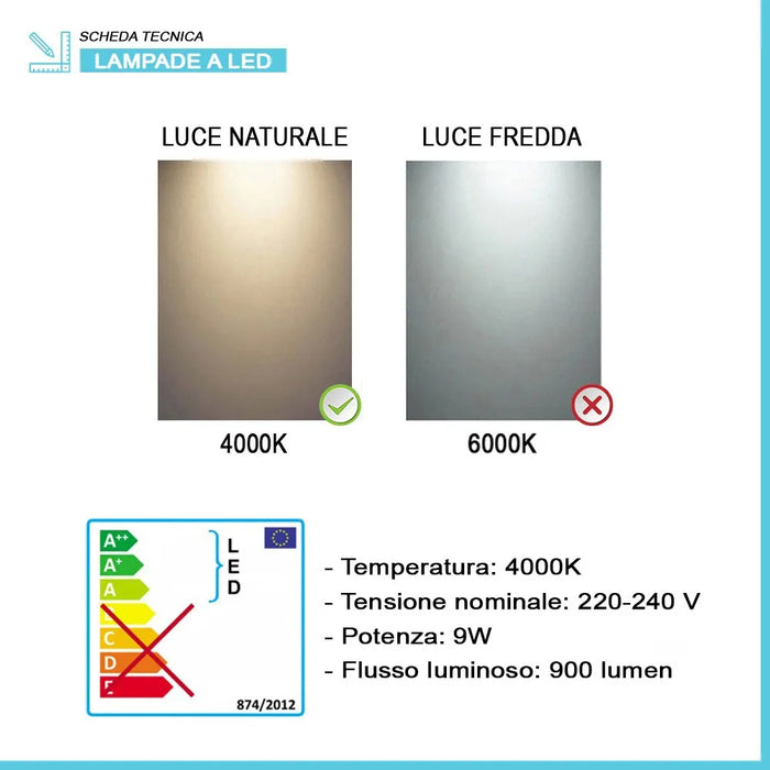 Specchio LED 100x60 cm reversibile con luce naturale