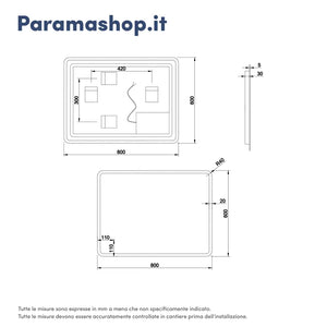 Specchio led bagno 60x80 cm reversibile con sensore touch-screen | Sham