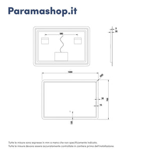 Specchio led bagno 70x100 con sensore touch-screen | Naos
