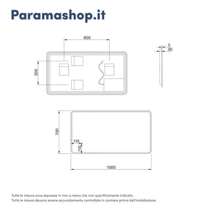 Specchio led bagno 70x100 cm reversibile con sensore touch-screen | Sham