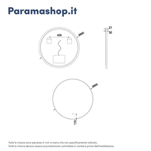 Specchio led tondo Ã˜ 80  cm cornice bianco opaco retroilluminato touch screen luce calda/fredda