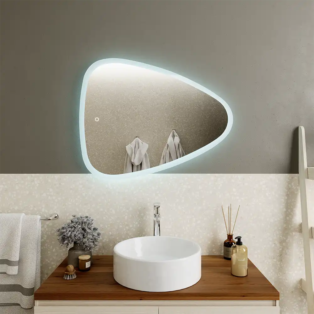 Specchio led bagno 90x75 cm reversibile con sensore touch-screen | Diadema