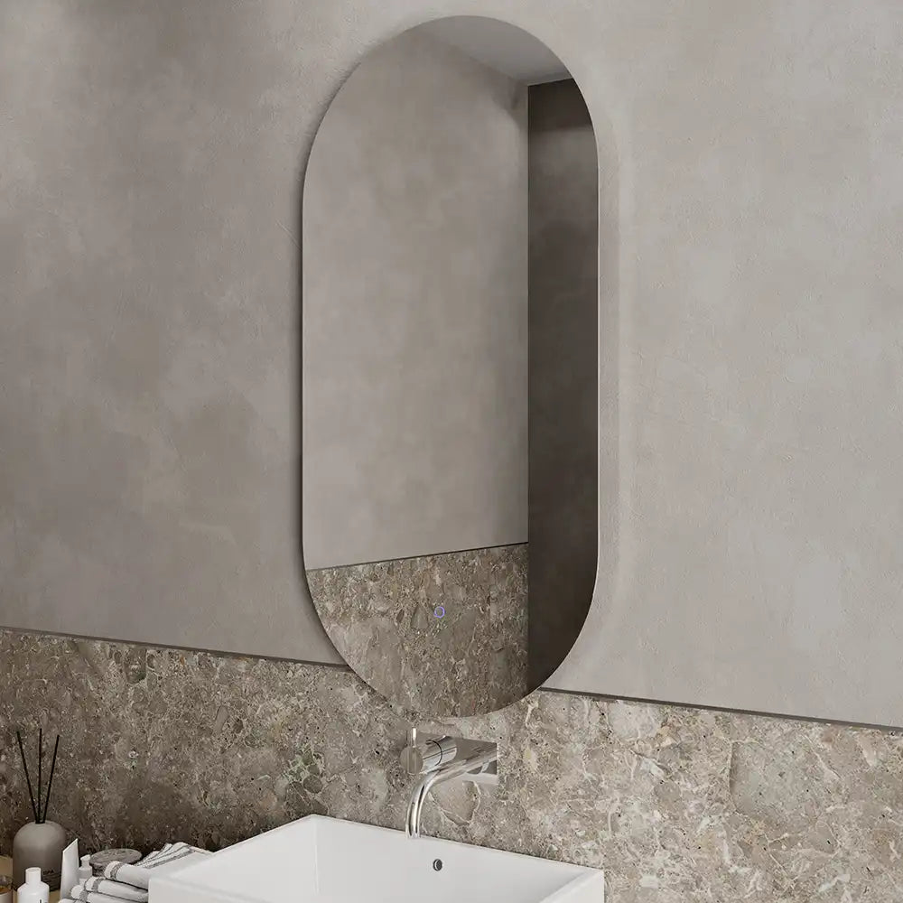 Specchio led ovale 40x80 cm retroilluminato luce calda/fredda con sensore touch-screen