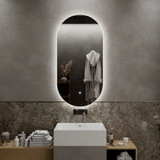 Specchio led ovale 40x80 cm retroilluminato luce calda/fredda con sensore touch-screen