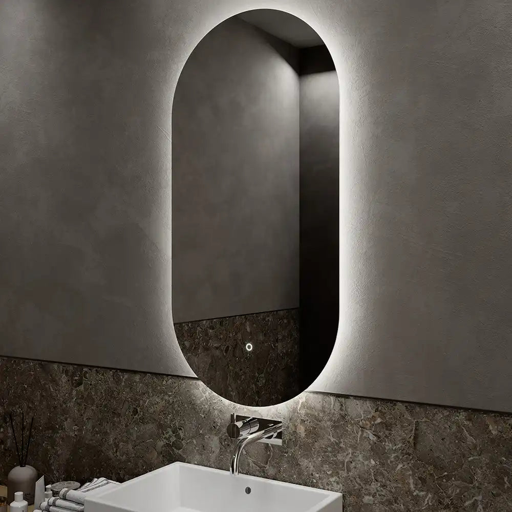 Specchio led ovale 40x80 cm retroilluminato luce calda/fredda con sensore touch-screen