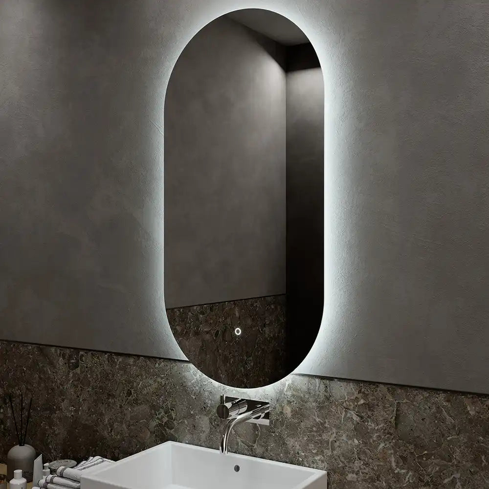 Specchio led ovale 40x80 cm retroilluminato luce calda/fredda con sensore touch-screen
