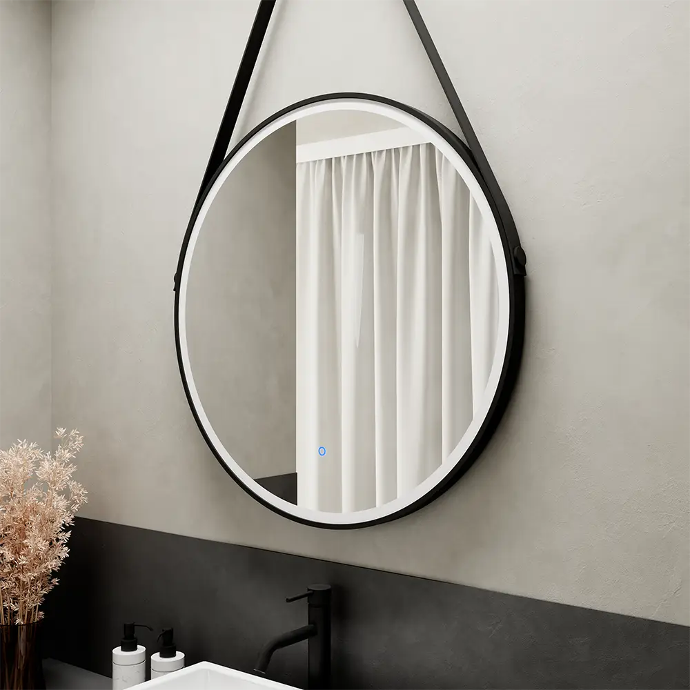 Specchio led Ã˜ 80 cm nero opaco retroilluminato luce calda/fredda con sensore touch-screen