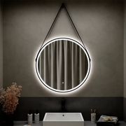 Specchio led Ã˜ 80 cm nero opaco retroilluminato luce calda/fredda con sensore touch-screen