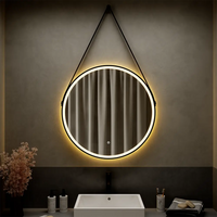 Specchio led Ã˜ 80 cm nero opaco retroilluminato luce calda/fredda con sensore touch-screen